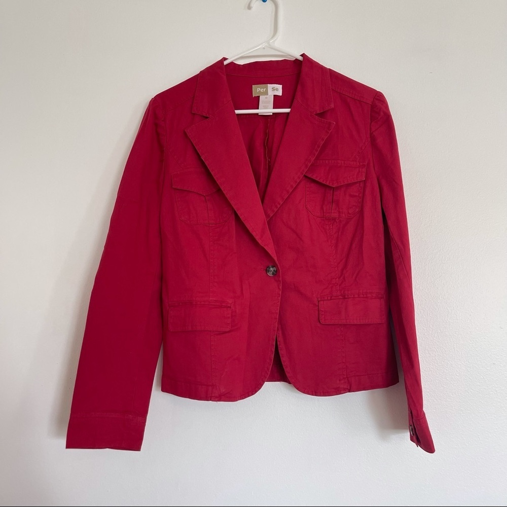 Per Se Red Lightweight Blazer Jacket